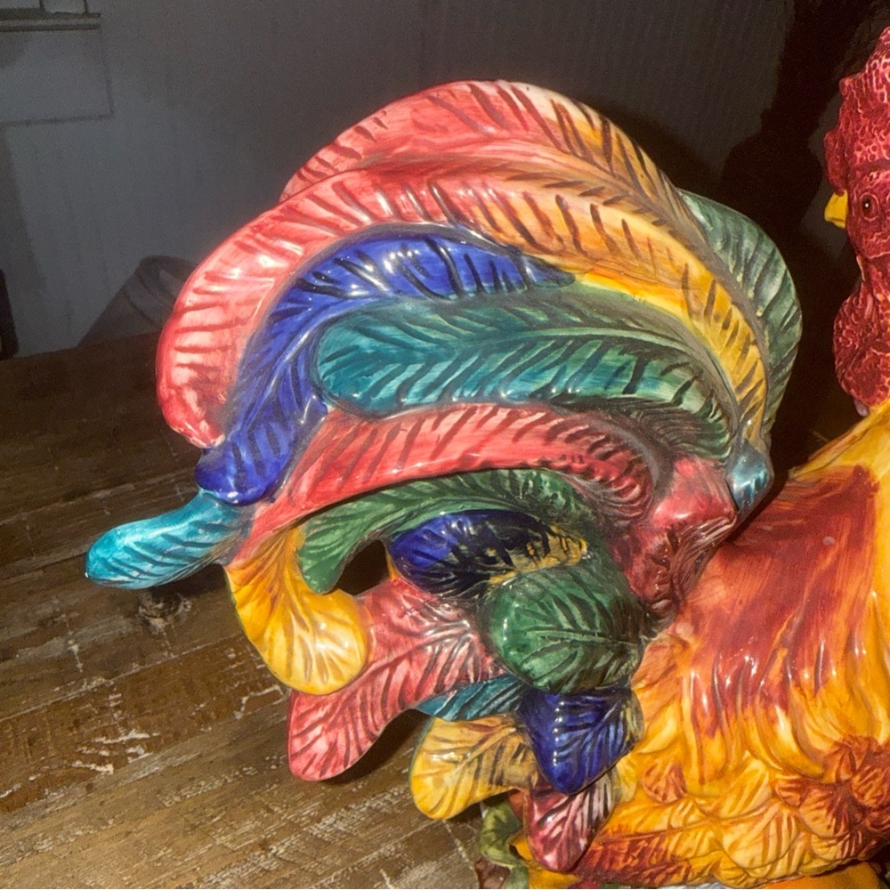 Hand-Painted Multicolor Ceramic Rooster Figurine - Decorative Home Accent - Picture 9 of 9